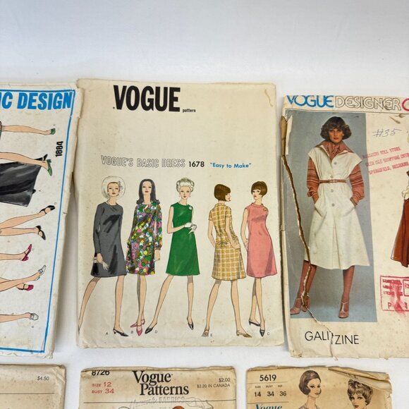Vogue Vintage Sewing Pattern Lot of 6 50s-80s 1884 1678‎ 5619 7226 8726 5619 - Picture 3 of 7